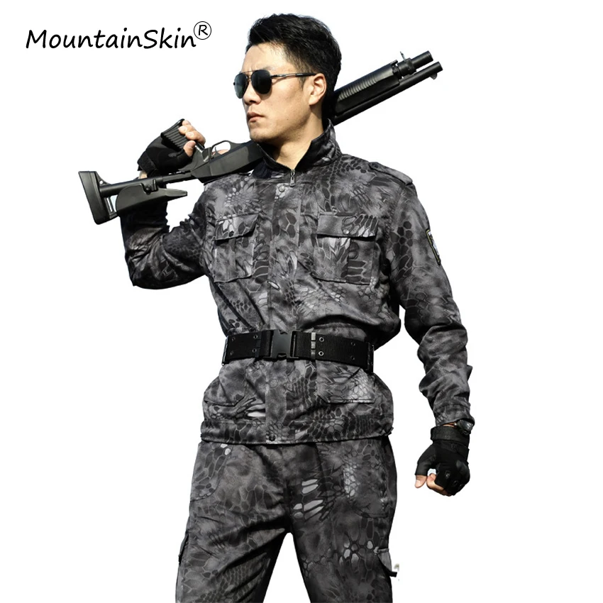 Мужская Военная Тактическая камуфляжная куртка Mountainskin армейский костюм и брюки