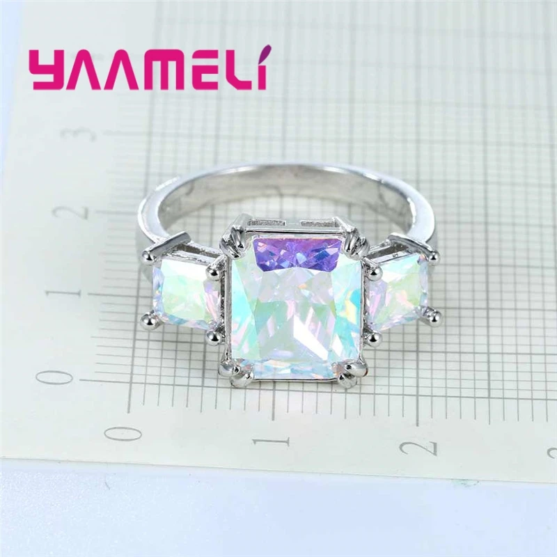 Серебро 925 пробы старинное Ювелирное кольцо AB цветной мистический Цирконий камень модные ювелирные изделия для очаровательных женщин Подарки