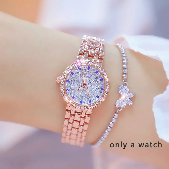 rose gold Женские часы известных роскошных брендов, серебряные женские наручные часы с бриллиантами, маленький циферблат, женские наручные часы, Relogio Feminino - Цвет: rose gold