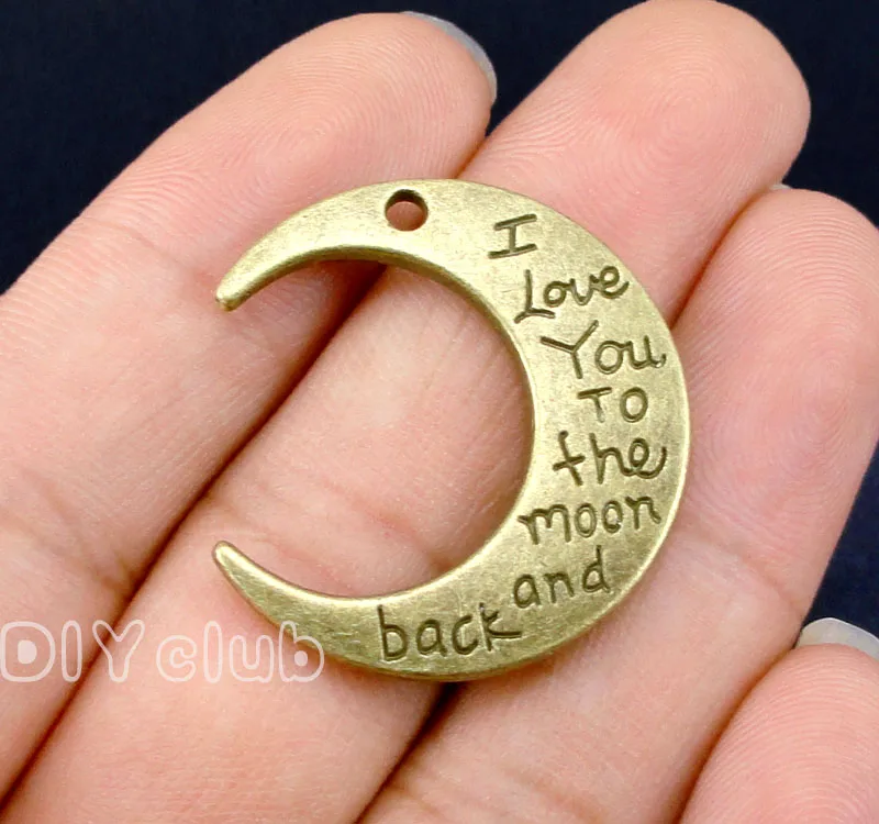 20pcs-moon Талисманы, старинное серебро/бронза/золото I Love You To The Moon и сзади Шарм Подвеска 29x27 мм