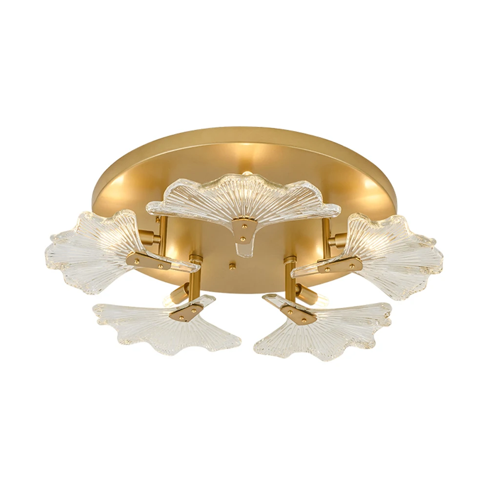 

Круглый стеклянный потолочный светильник, современный золотой светильник для спальни, диаметр 56 см, светодиодный светильник, светильник дл...