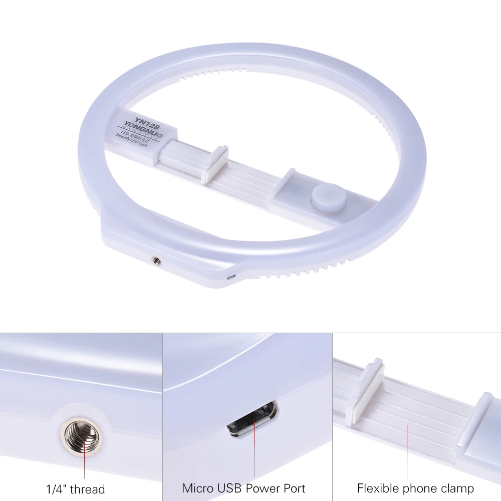 YONGNUO YN128 кольцевой светильник Led камера телефон фотография кольцо свет для iPhone samsung Canon Nikon камера Led видео свет