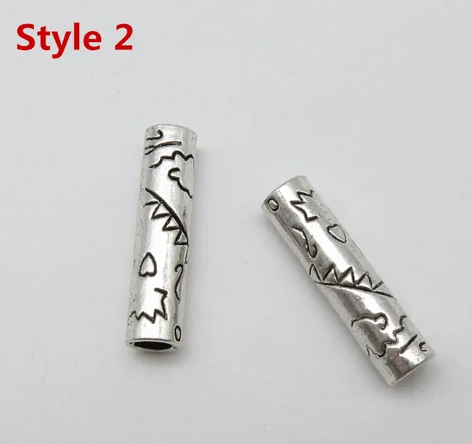 2pcs Style 2 2 шт./упак. из тибетского серебра разных 8 видов стилей, подвязанные лентой, с объемной волной, дредлоки, для увеличения объема, бусины кольца трубки около 4,2-5,2 мм Внутреннее отверстие аксессуары - Цвет: 2pcs Style 2