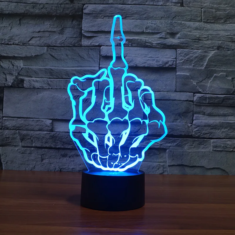 Новый Стиль Прохладный средний палец красочные 3d лампа Usb новизна