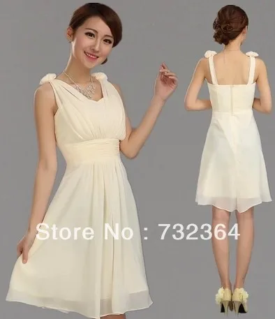 Free shipping cream chiffon floral bridesmaid dress 5 styles for choose