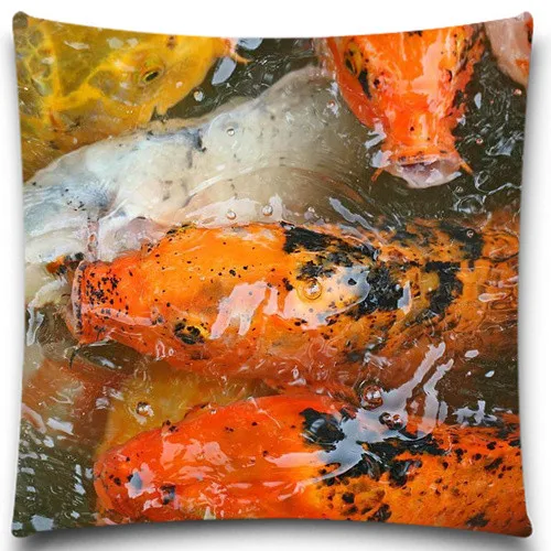 Lotus and carp in Chinese painting Sea animals pillows case 5 size 9 style Cotton polyester Square Home Decorative bedroom car | Дом и сад