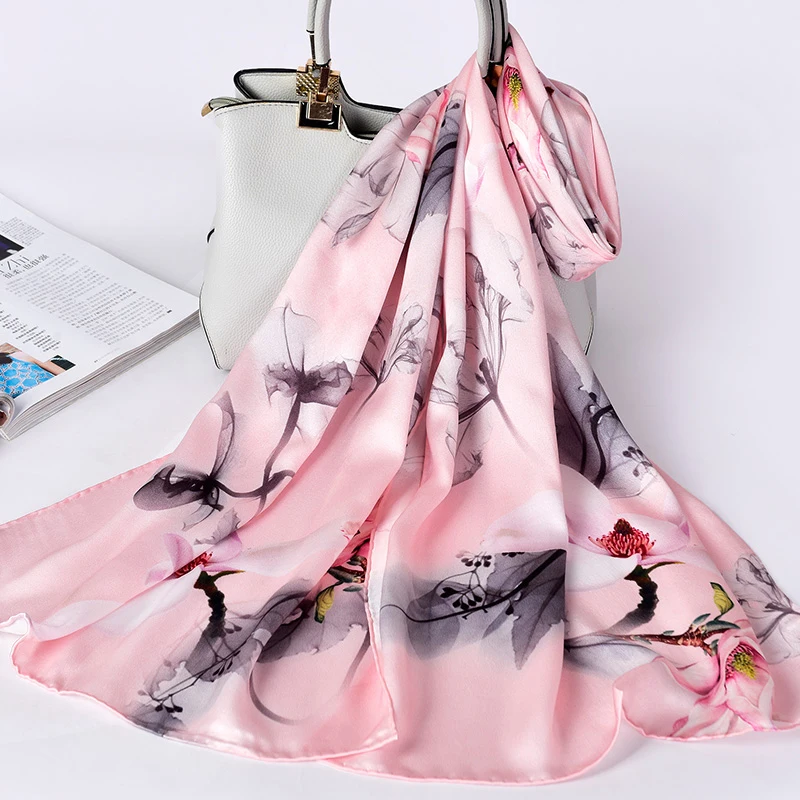 Женские 100% чистый Шелковый шарф Обёрточная бумага 2021 бренд Ханчжоу реальные