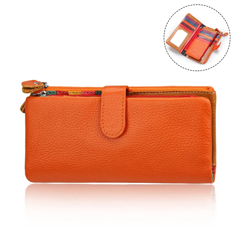Trifold Orange Модный женский кошелек, кошелек из натуральной кожи, цветной дизайн, Женский кошелек из коровьей кожи, повседневный тонкий кошелек для денег, женские кошельки, клатч - Цвет: Trifold Orange