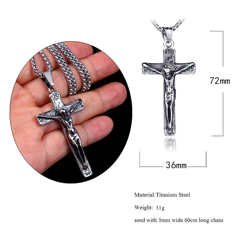 Ретро панк титановая сталь крест Распятие инри Иисуса кулоны ожерелья для мужчин