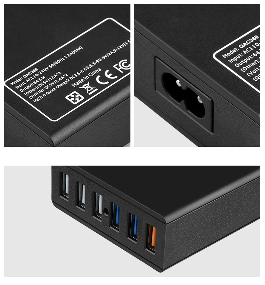 Rocketek Quick Charge 3,0 зарядное устройство 6 USB Смарт быстрое турбо мобильное зарядное устройство для iPhone7 samsung Galaxy s6 Xiaomi EU совместимый 2,0