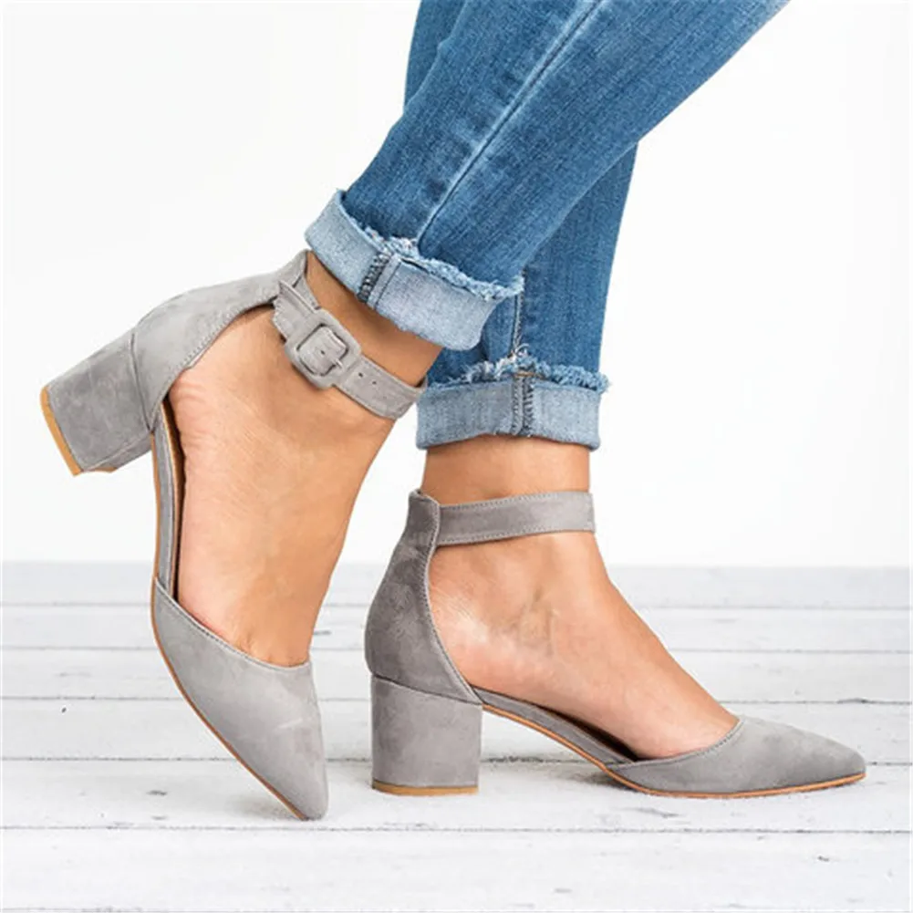 

Low Heels Sandals Women's Ankle Strap Summer Shoes Block Heels Casual Sandals Buckle Retro Square heel Sandals Fashion Shoes
