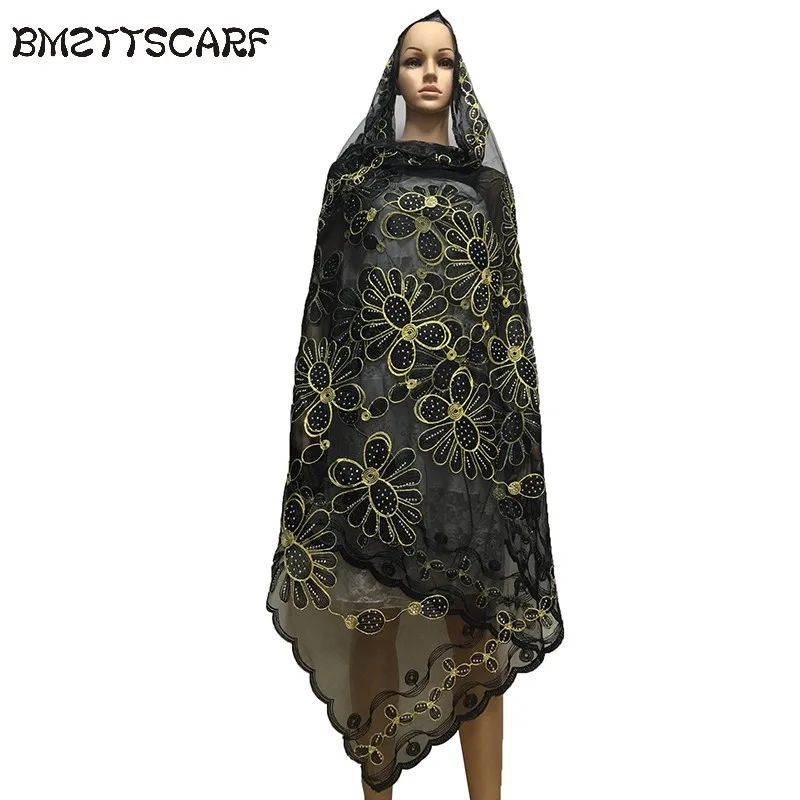 Новый головной платок afrian Женский вышитый большой цветок шарф из тюли для шали