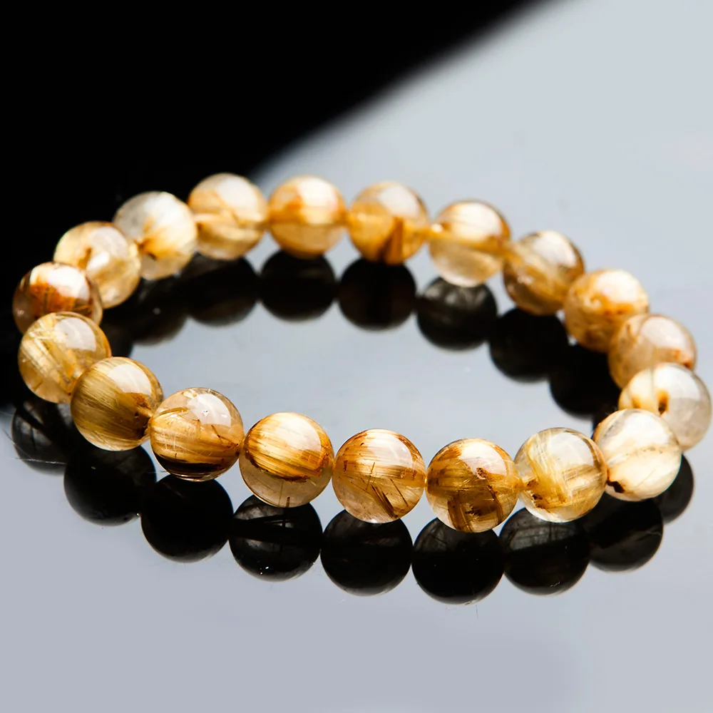 100% натуральный Золотой рутилированный кварцевый кристалл Титан Женский Мужской