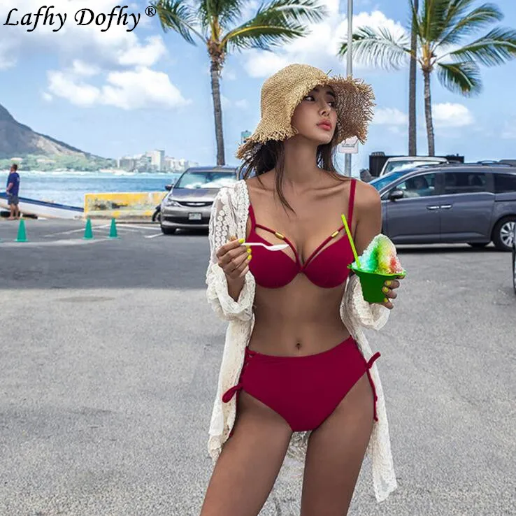 Корейский Сексапильный сетчатый красный купальник с высокой талией покрывающий