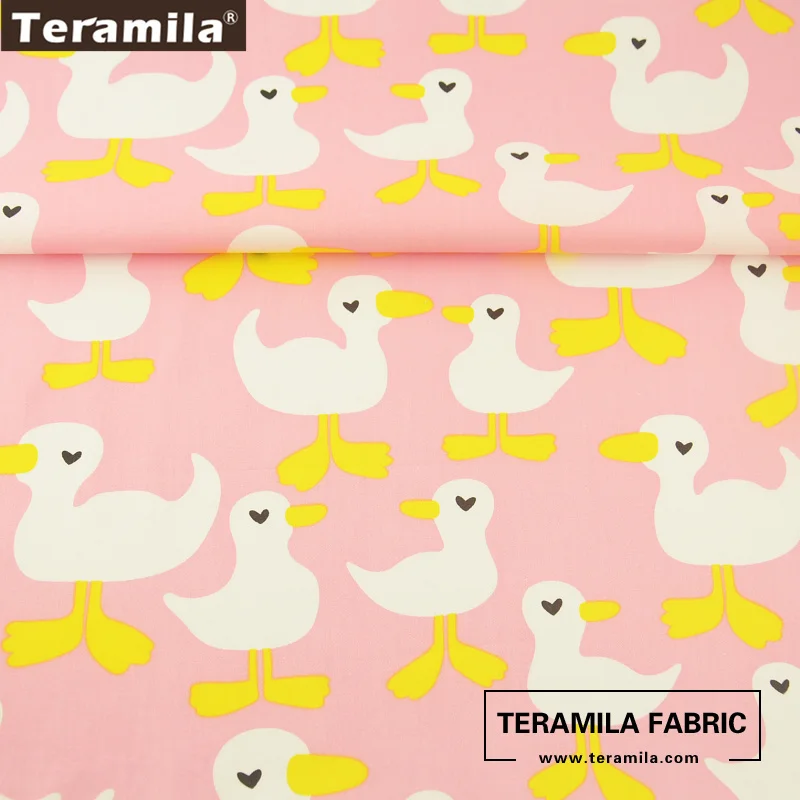 Teramila Fabric Pink 100% Cotton Twill Fat Quarter Material Bed Sheet Patchwork Sewing Printed Cartoon Duck Design Decoration CM | Дом и сад