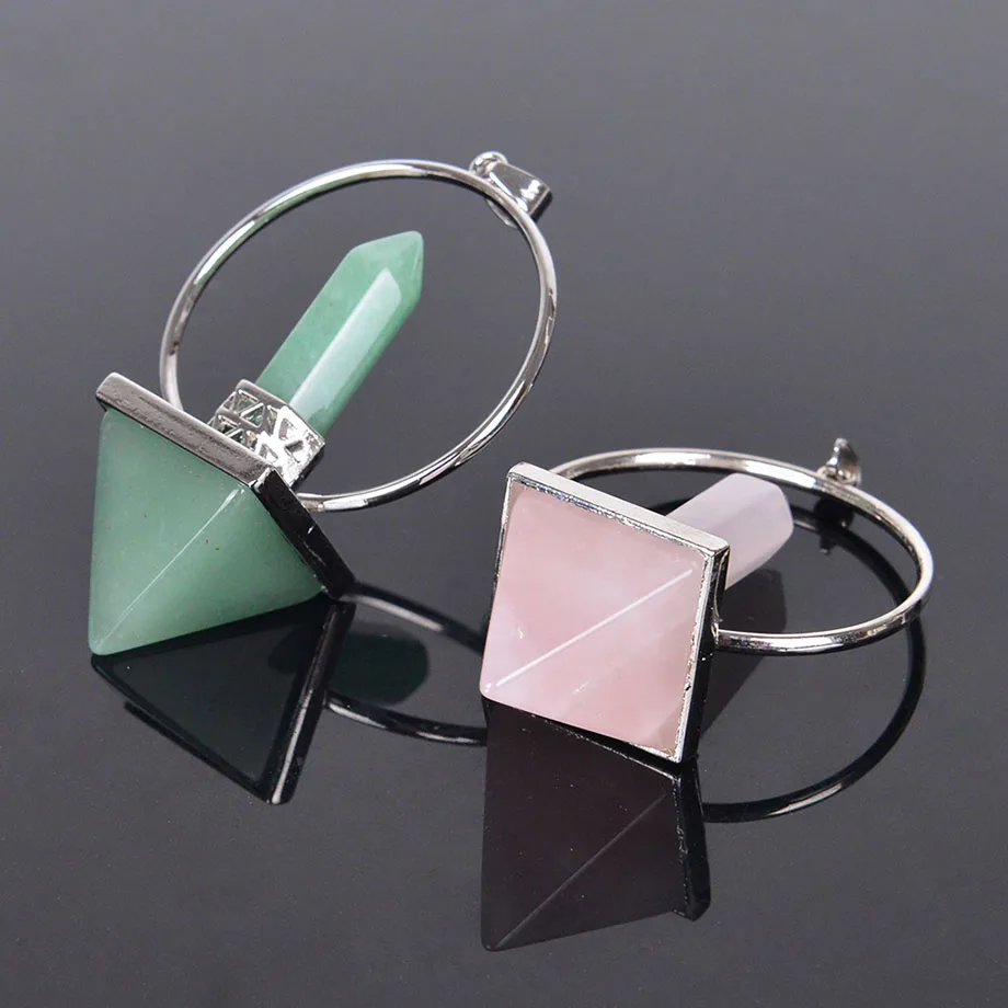 Натуральный подвеска в виде каменного маятника Биолокация шестиугольная Призма