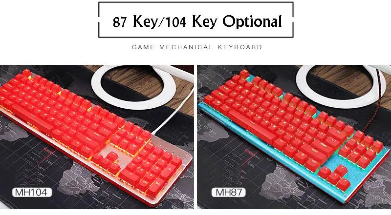 Kananic 87 ключ/104 ключ эргономичная RGB подсветка USB Проводная Механическая клавиатура с игровым чипом Дизайн Оси горячей замены