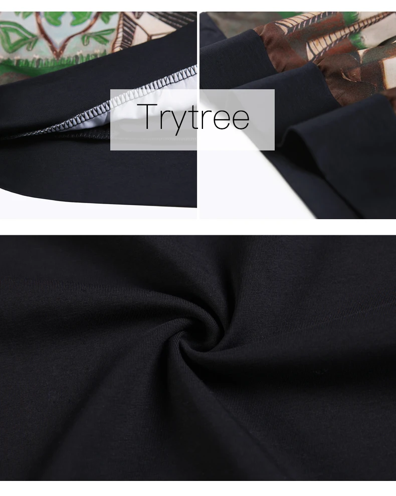 Trytree летний осенний Топ Женская футболка Повседневная хлопковая и полиэфирная рубашка топы с круглым вырезом одежда с принтом персонажа Черный Топ Футболка