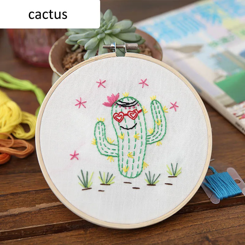 cactus Декоративная рама для дома 1 комплект Портативные начинающие настенные картины вышивка DIY комплект ручная работа вышивка крестиком Novice делая поставки - Цвет: cactus