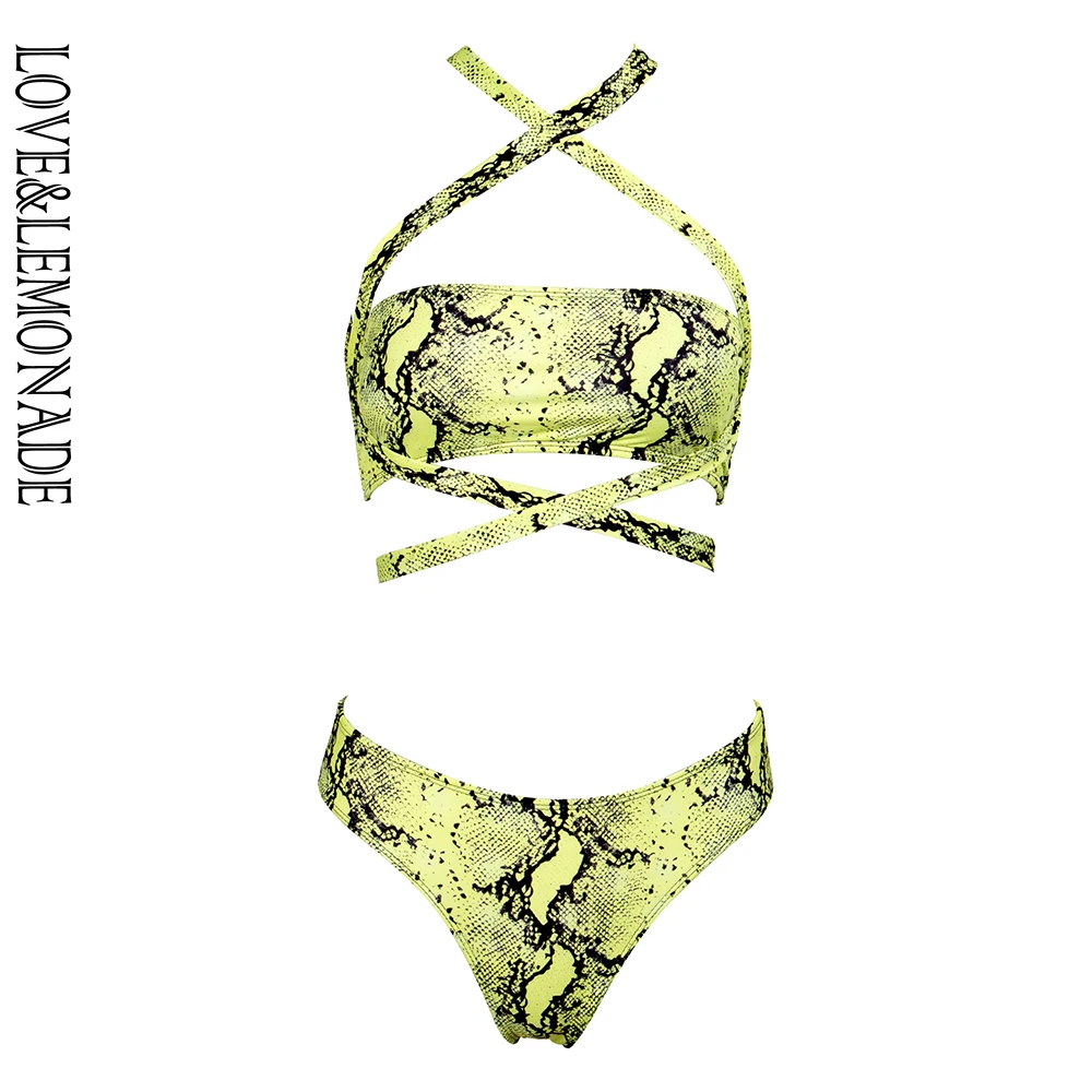 Love & Lemonade сексуальный топ труба флуоресцентный Змеиный узор ремни крест