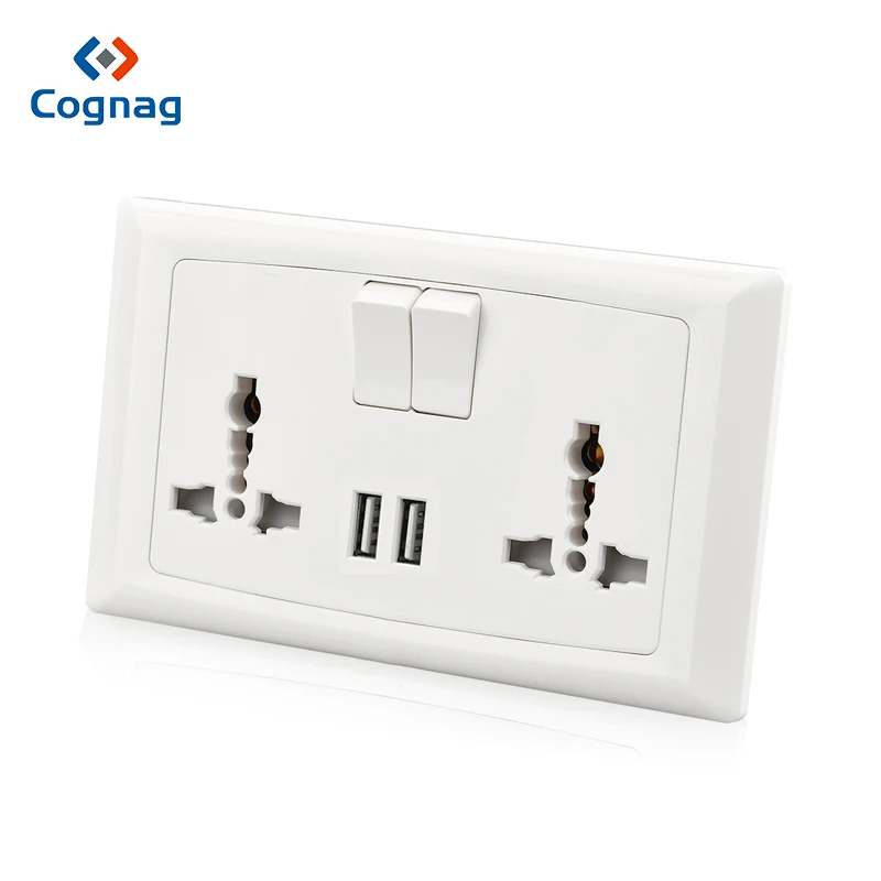 Wall Power Socket Double Universal 5 Hole Switched Outlet dual usb wall socket double 2.1A with indicator 146mm*86mm | Обустройство