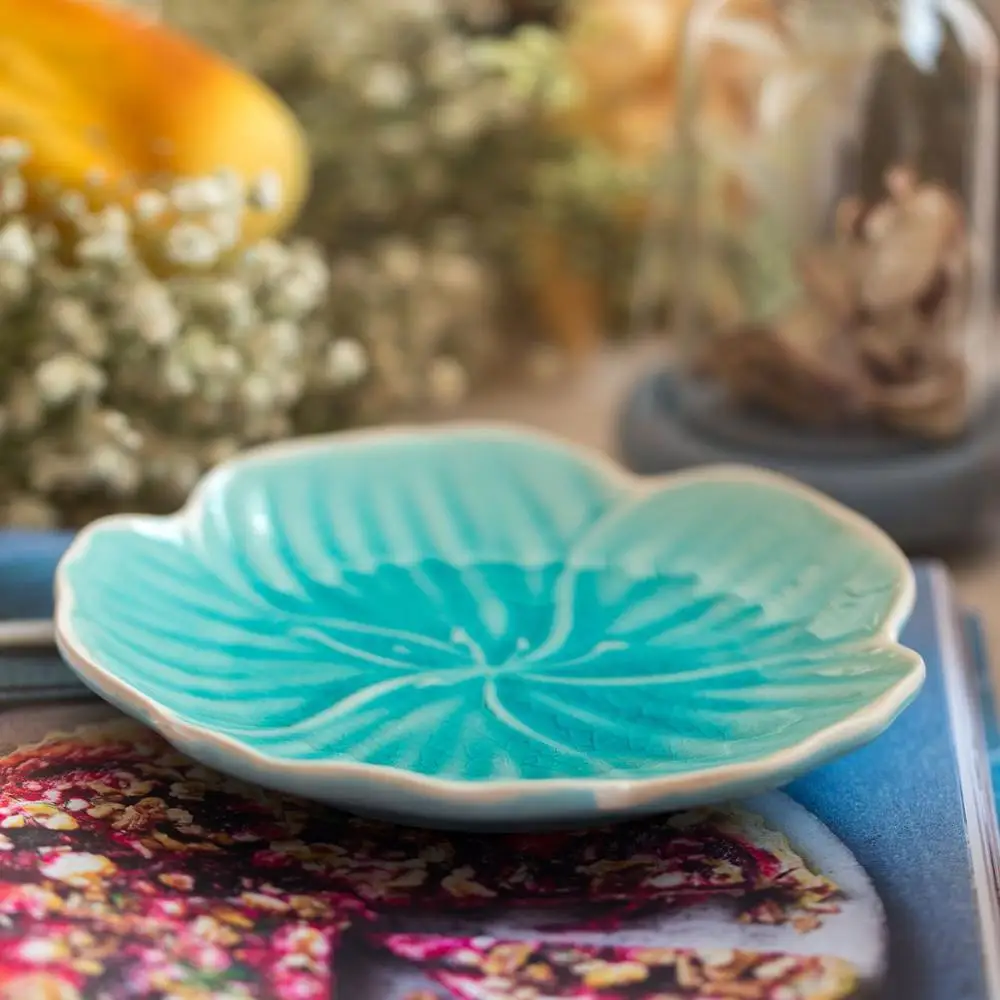 blue 5.7 inch plate Вишневые тарелки, керамический столовый набор, блюдо для торта, кондитерский поднос для фруктов, керамическая посуда, стейк, обеденная тарелка, украшение - Цвет: blue 5.7 inch plate