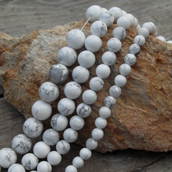 Натуральный Howlite белый камень бусины для самостоятельного изготовления ювелирных изделий браслет Цепочки и ожерелья 4/6/8/10/12 мм нить 15,5''