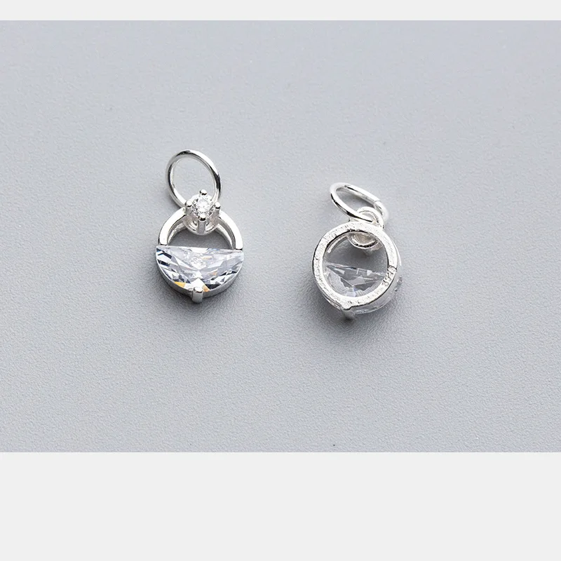 

UQBing 925 Sterling Silver Simple Round Pendant Zircon Women Charms Fit For Necklaces Pendant DIY Jewelry Making