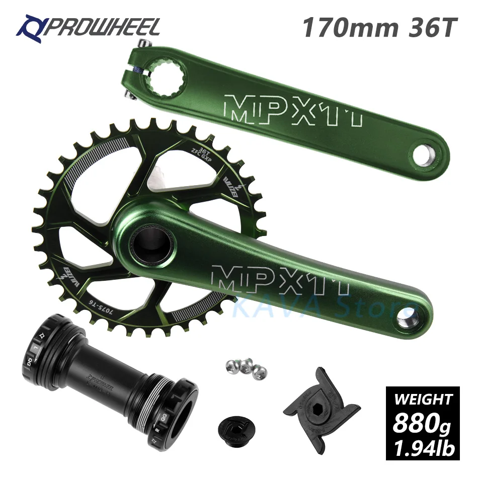 170 Green 36T and BB MTB велосипед для горного велосипеда костюм с каретка BB 170/175 мм узкая широкая цепь из колец цепь 30/32/34/36/38T Crank Звездочка для SRAM GXP - Цвет: 170 Green 36T and BB