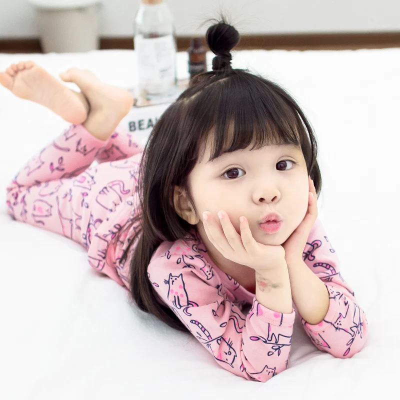 Autumn Baby Girls Pajamas Sets Cartoon Animal Pattern Nightwear T-shirt +Pants Sleepwear Kids Clothing | Детская одежда и обувь