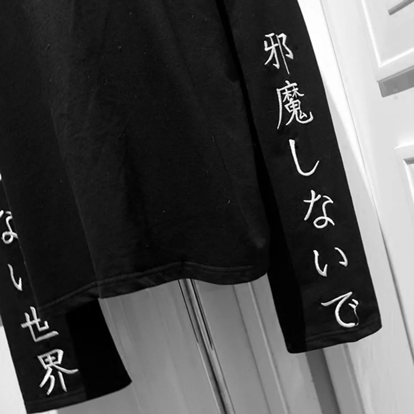 Harajuku панк футболка с длинным рукавом буквенной вышивкой готические футболки