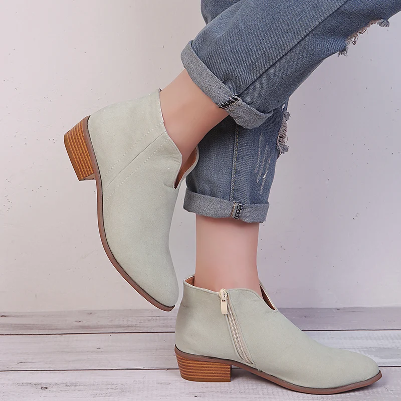 Botines mujer/Большие размеры 35 43 ботильоны для женщин на низком каблуке с глубоким
