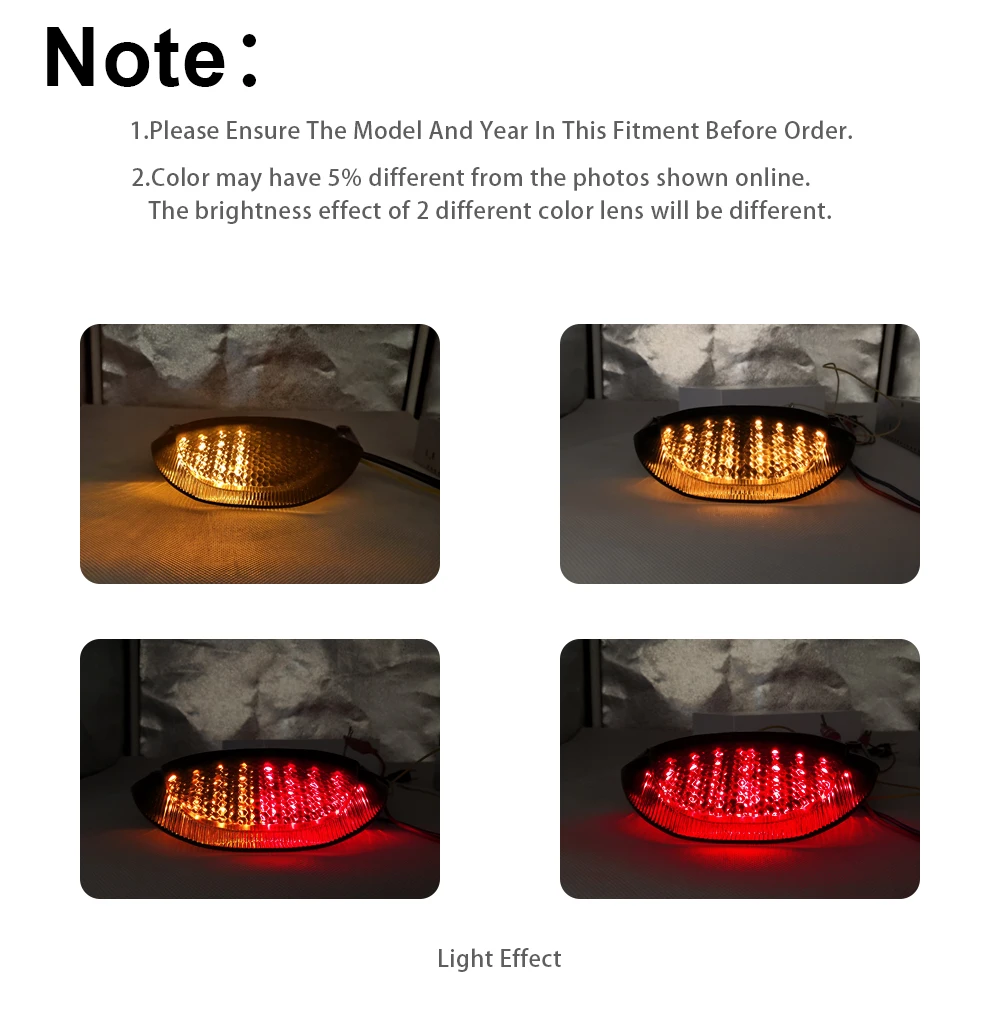 For Honda CBR600RR CBR 600 RR 2007 2008 2009 2010 2011 2012 E-Mark Motorcycle Rear LED Tail Light Brake Turn Signals Integrated