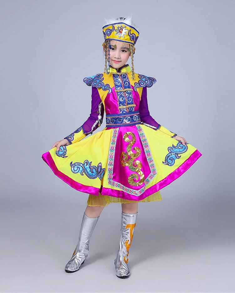 Новинка Детские монгольские танцы костюмы Этническая Одежда для выступлений
