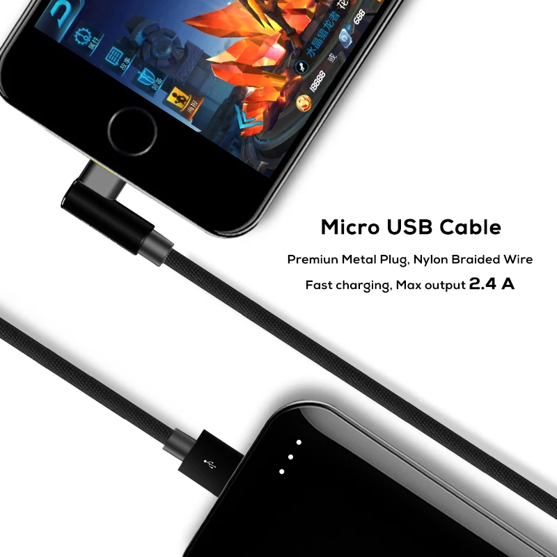 SUPTEC 90 градусов Micro USB кабель 2.4A Быстрая зарядка данных провода Шнур зарядное устройство кабель для Android samsung S6 S7 Edge Xiaomi huawei LG