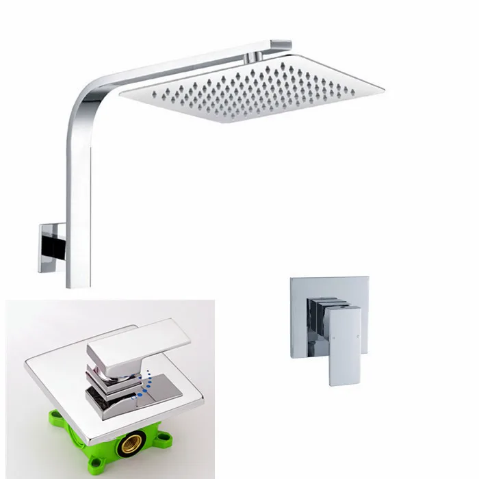

8" or 10" or 12" inch square SUS 304 stainless steel ultra-thin shower Set Bath Mixer Wall mounted Water Tap IS029