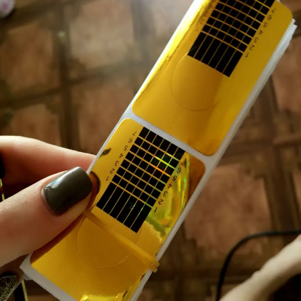 100 шт формы для ногтей наращивания гелевых бумажных наклеек создания форм