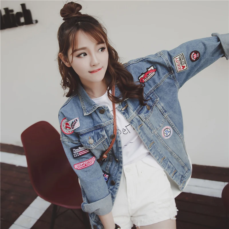 Женская джинсовая куртка Повседневная Свободная из денима демисезонная A220 2018|women