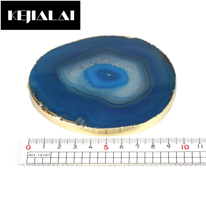 dankanshi Natural Gem Crafts Semi Precious Glass Slice Coaster Cup Mug Glass Beverage Holder Pad Druzy Quartz Geode Glass
