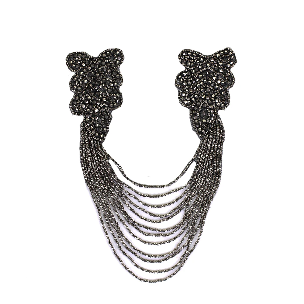 Ручная доска через плечо с бусинами и кисточками 2 шт. аппликация на воротнике