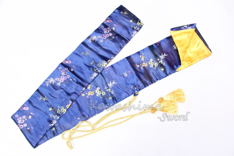 Японский самурайский меч шелковая сумка темно-синего цвета вышитый
