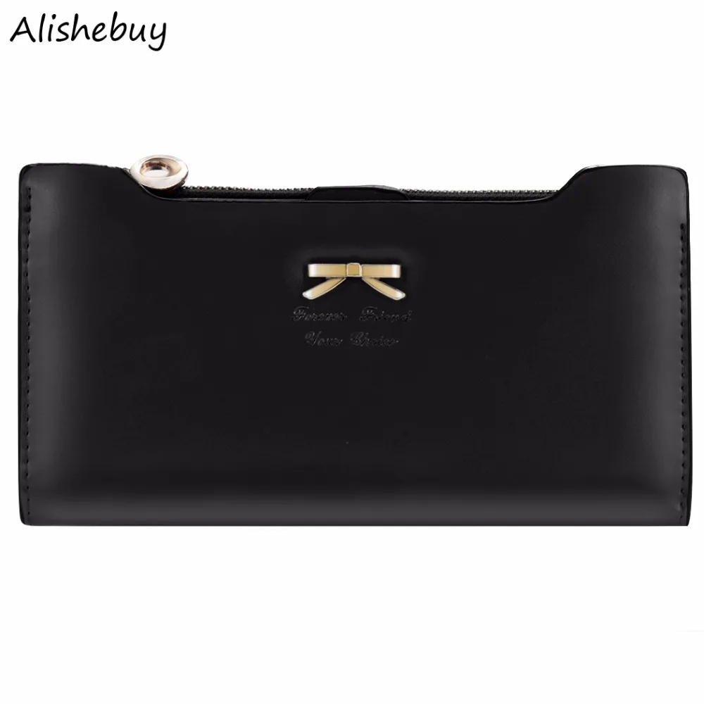Women Purse Bow Knot Leather Wallets Candy Color Long Wallet PU Thin Card Holders Party Work Female Cute SV001309 | Багаж и сумки