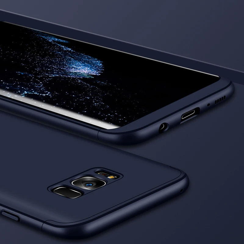 360 полная защита чехол для телефона + закаленное стекло samsung S8 S8plus S9 S9plus S7 S7Edge