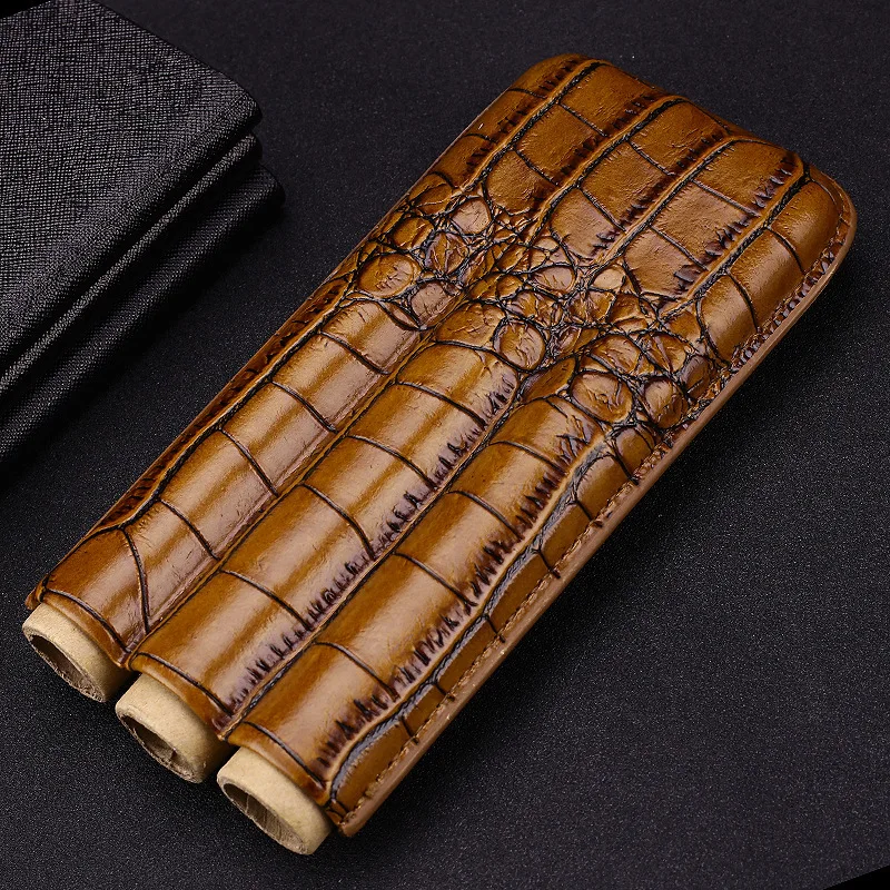Cohiba Роскошные гаджет Convenitent Размеры кожи крокодила из натуральной 3 трубки сигары