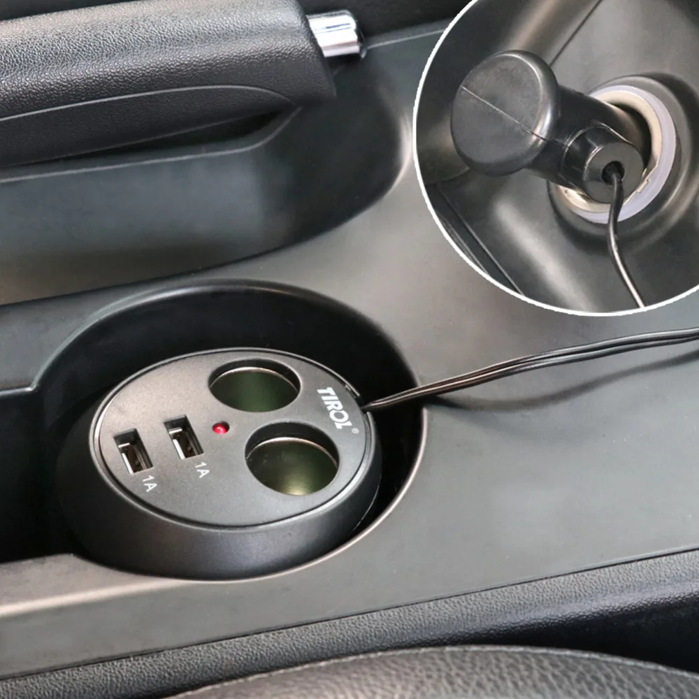 Tirol T16313a Новый 12 В 2 путь с USB подстаканник авто сигареты Splitter легче адаптер питания
