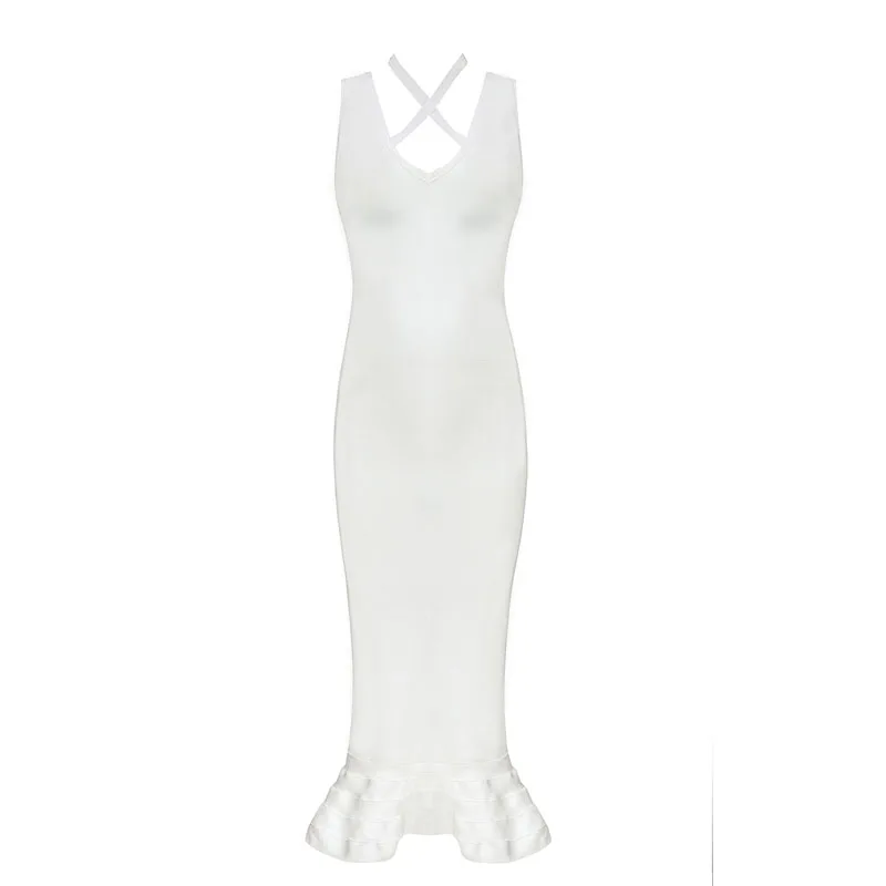 wholesale 2019 New Dress white Spaghetti Strap V-neck woman's clothing Fashion sexy Cocktail party bandage dress (L2456) | Женская