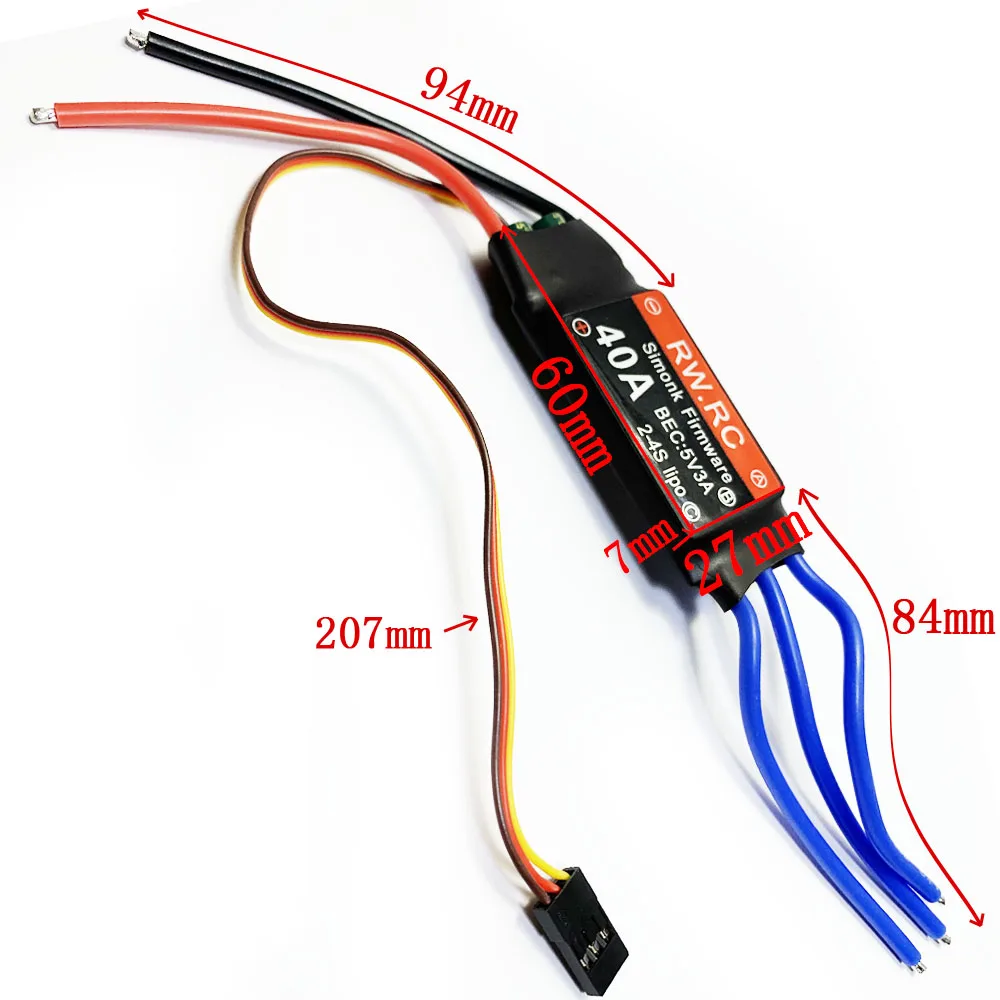 BJT 40A 2 4 S бесщеточный двигатель esc контроль скорости для RC FPV Racing Drone внешний мотор