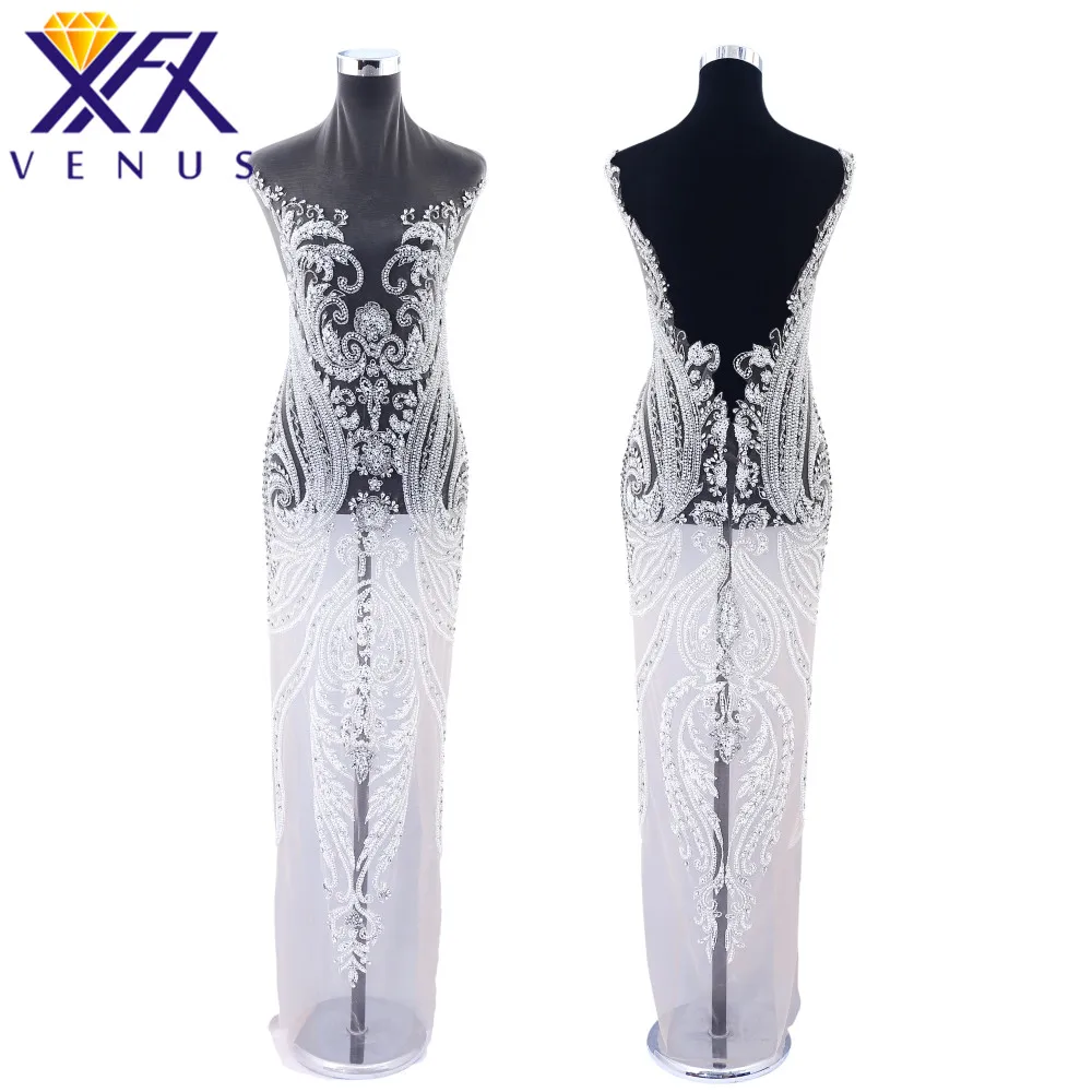 DRA-118 white pearl XINGFNAGXIU Стразы, блестки, бусины, аппликация, кристаллы, декоративные длинные патчи, свадебное длинное платье для выпускного вечера - Цвет: DRA-118 white pearl
