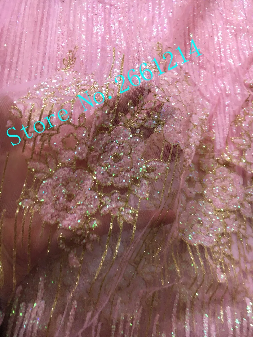 hot selling french net lace fabric with gold glued glitter fashion BZL-61205 african tulle | Дом и сад