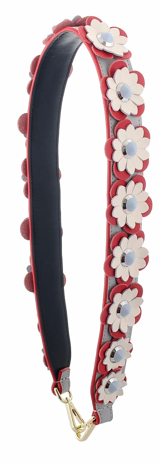 Genuine Leather Flower Women Shoulder Strap Rivet Design Handle For Bag Famous Brand Accessorie z1058 | Багаж и сумки